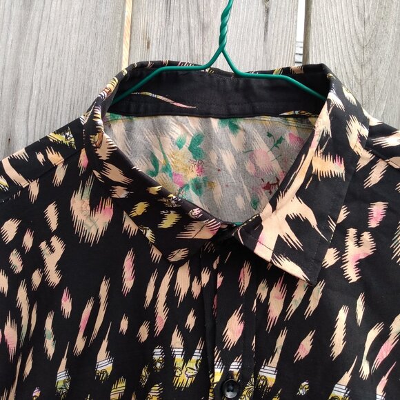 Leopard Print Shirt 2XL Large with Button Front Collar 52" Chest 2000s Y2K - Picture 6 of 14